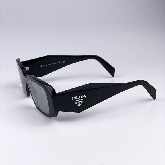 Prada PR17WS 1AB2B0 Sunglasses Black Gray Mirrored Silver Square Unisex - Picture 5 of 9